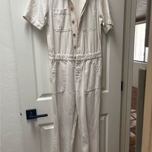 Everlane White Bone Denim Jumpsuit Boiler Suit